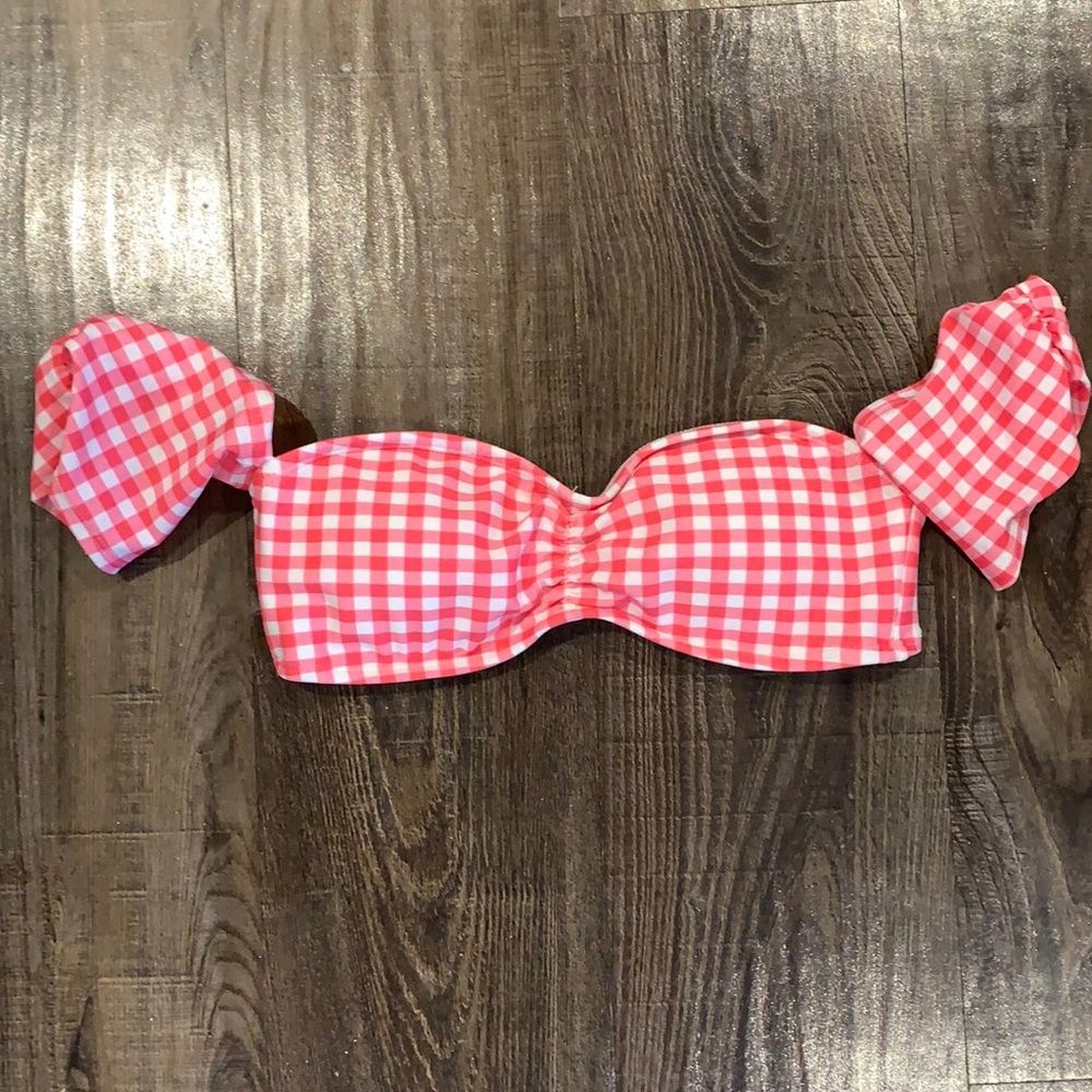 NWOT Lauren James pink gingham bikini top